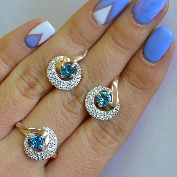 Срібний набір з золотими накладками