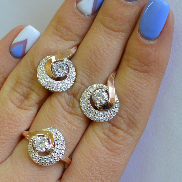 Срібний набір з золотими накладками