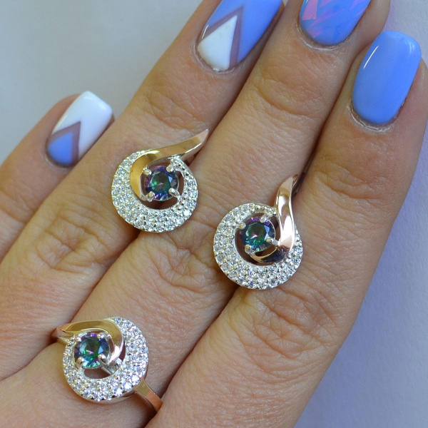 Срібний набір з золотими накладками