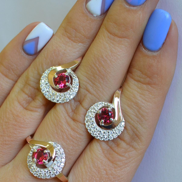 Срібний набір з золотими накладками