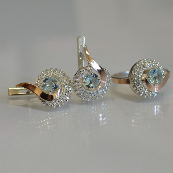 Срібний набір з золотими накладками