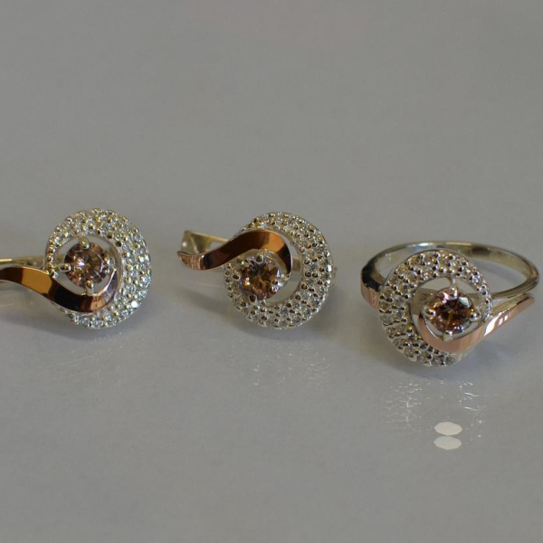 Срібний набір з золотими накладками