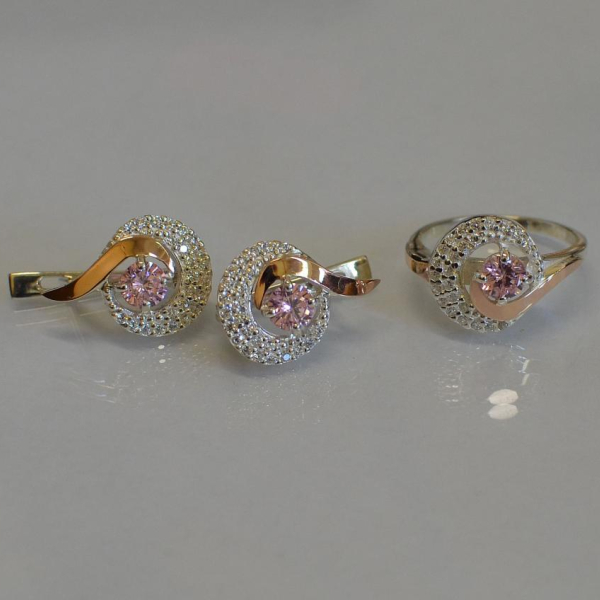 Срібний набір з золотими накладками