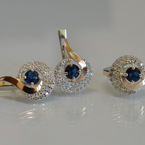 Срібний набір з золотими накладками