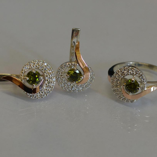 Срібний набір з золотими накладками