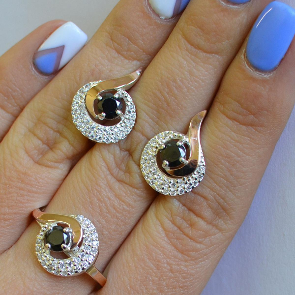 Срібний набір з золотими накладками