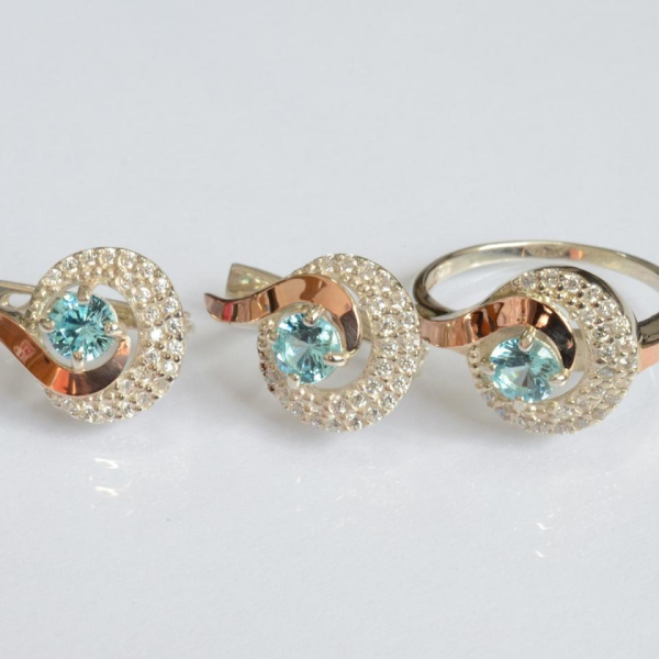 Срібний набір з золотими накладками