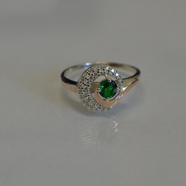 Срібна каблучка з золотими напайками