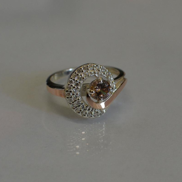 Срібна каблучка з золотими напайками