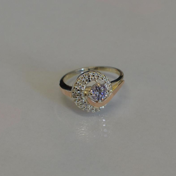 Срібна каблучка з золотими напайками