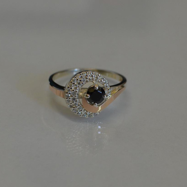 Срібна каблучка з золотими напайками