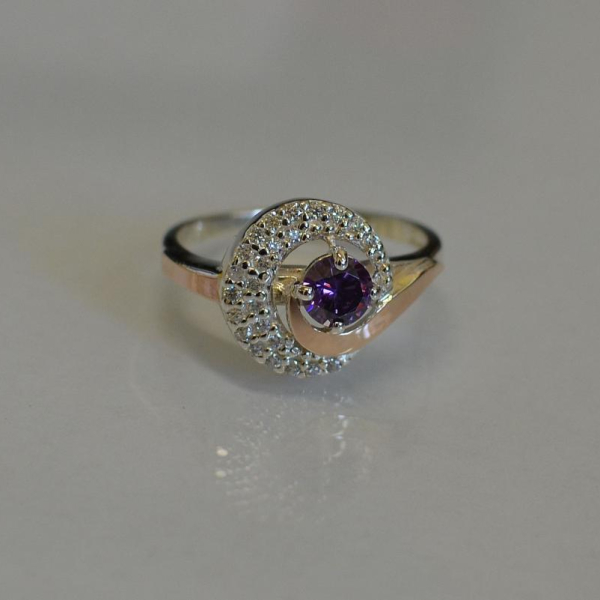 Срібна каблучка з золотими напайками