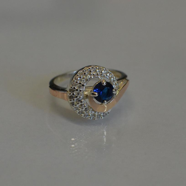 Срібна каблучка з золотими напайками