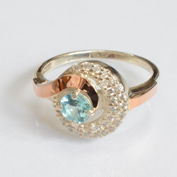 Срібна каблучка з золотими напайками