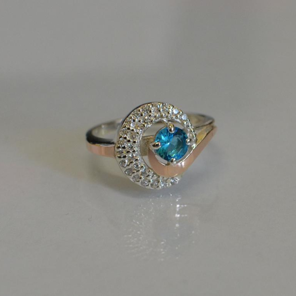 Срібна каблучка з золотими напайками