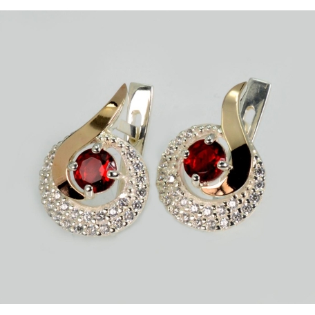 Серебряные серьги со вставками из золота