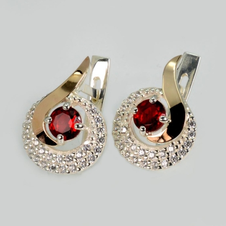 Срібні сережки  зі вставками з золота