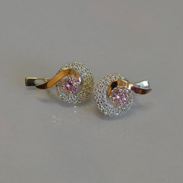 Срібні сережки  зі вставками з золота