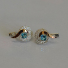 Срібні сережки  зі вставками з золота