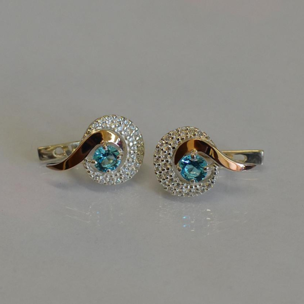 Срібні сережки  зі вставками з золота