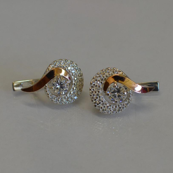 Срібні сережки  зі вставками з золота