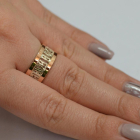 Срібна каблучка з пластинами із золота