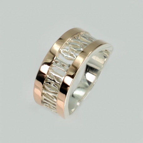 Срібна каблучка з пластинами із золота