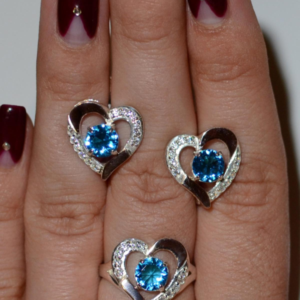 Срібний комплект зі вставками з золота