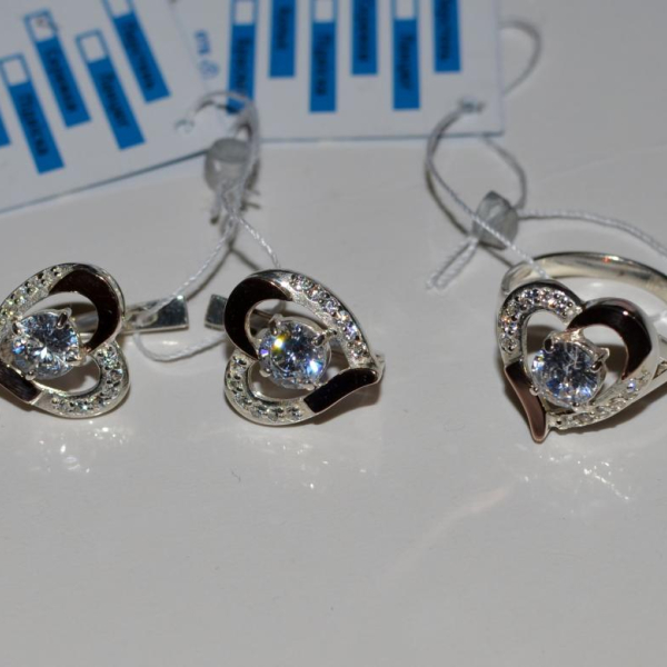 Срібний комплект зі вставками з золота