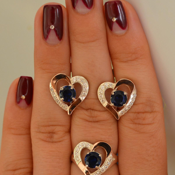 Срібний комплект зі вставками з золота