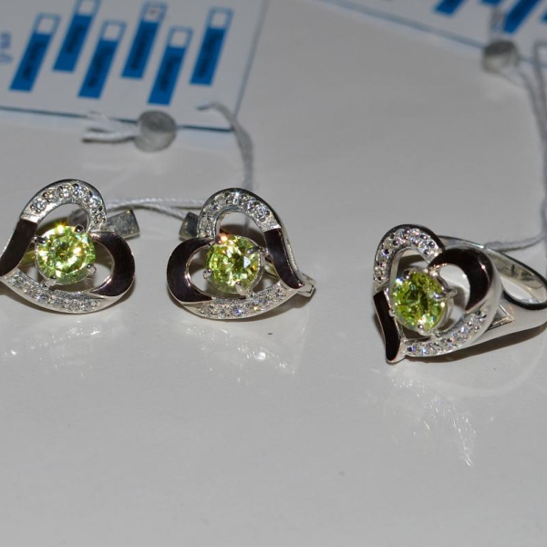 Срібний комплект зі вставками з золота