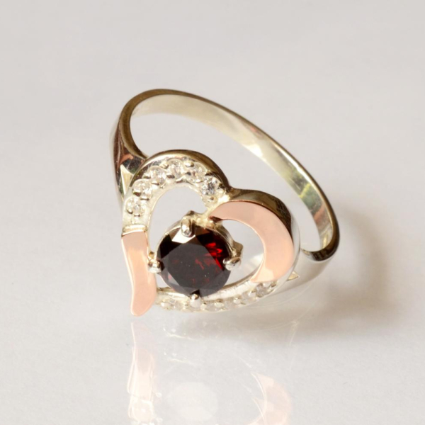 Срібна каблучка з золотими пластинами