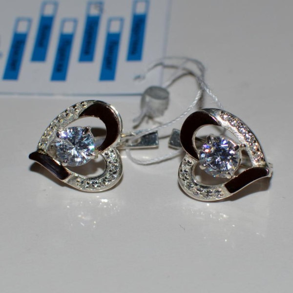 Срібні сережки  зі вставками з золота