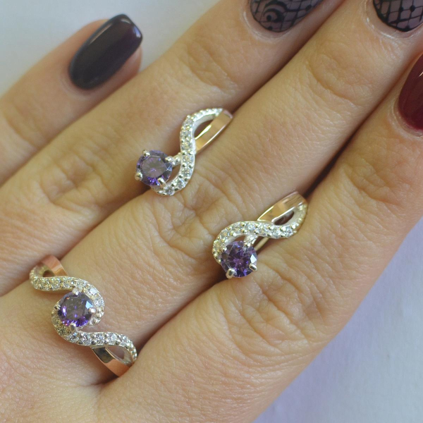 Срібний комплект з накладками з золота