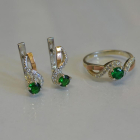 Срібний комплект з накладками з золота