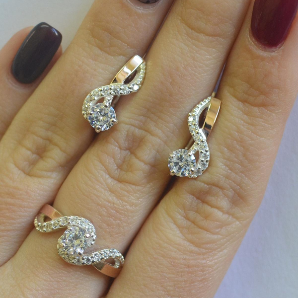 Срібний комплект з накладками з золота