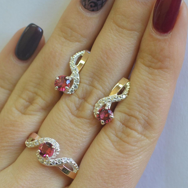 Срібний комплект з накладками з золота