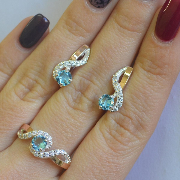 Срібний комплект з накладками з золота