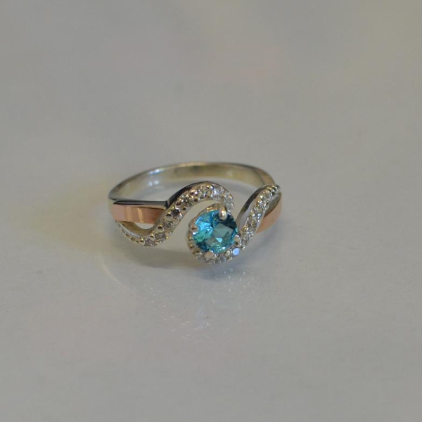 Срібна каблучка з золотими напайками