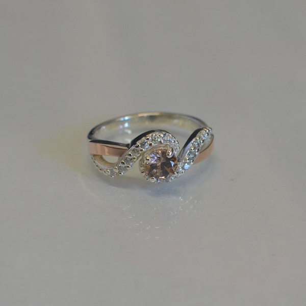 Срібна каблучка з золотими напайками