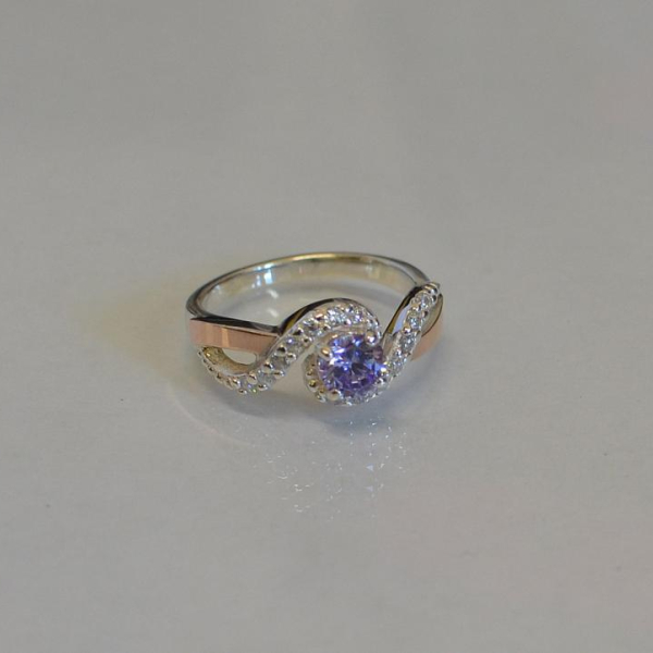 Срібна каблучка з золотими напайками