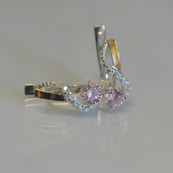 Срібні сережки з золотими напайками