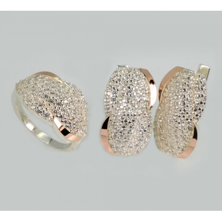 Серебряный комплект с золотыми напайками