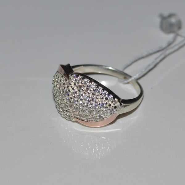 Срібна каблучка  с напайками из золота