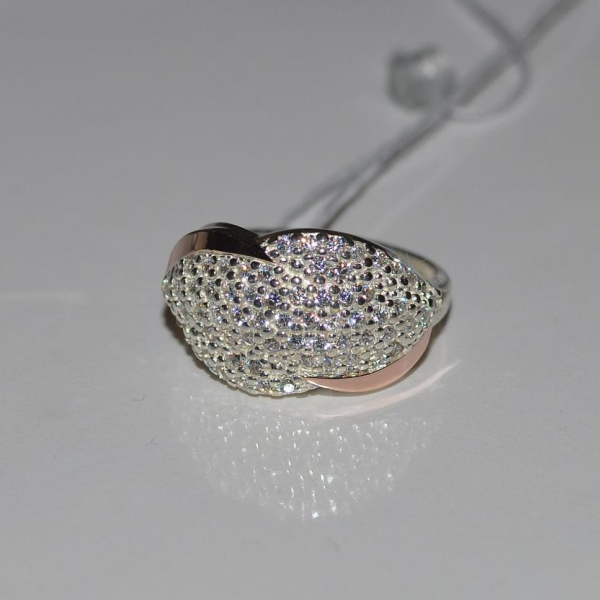 Срібна каблучка  с напайками из золота