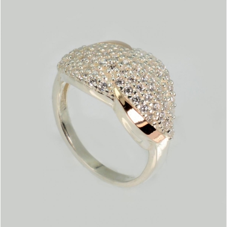 Серебряное кольцо с напайками из золота