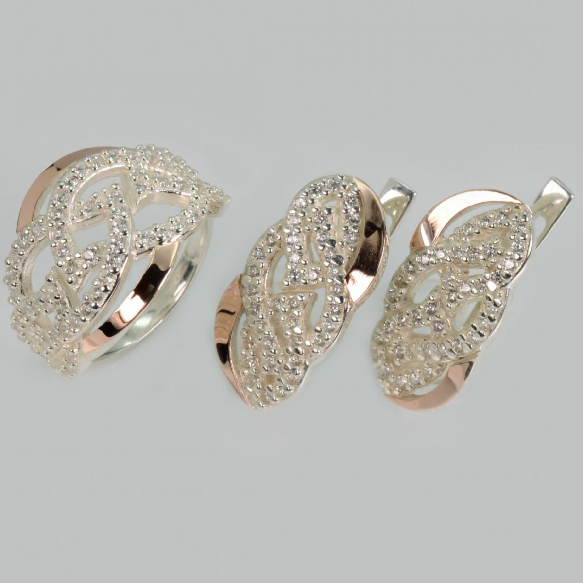 Срібний комплект з напайками з золота