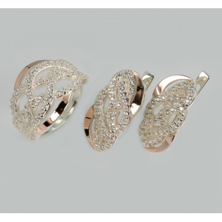 Серебряный комплект с напайками из золота