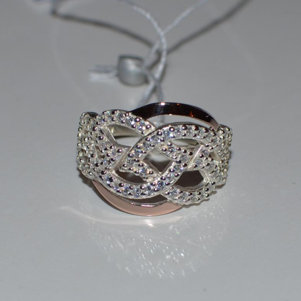 Срібна каблучка з накладками з золота