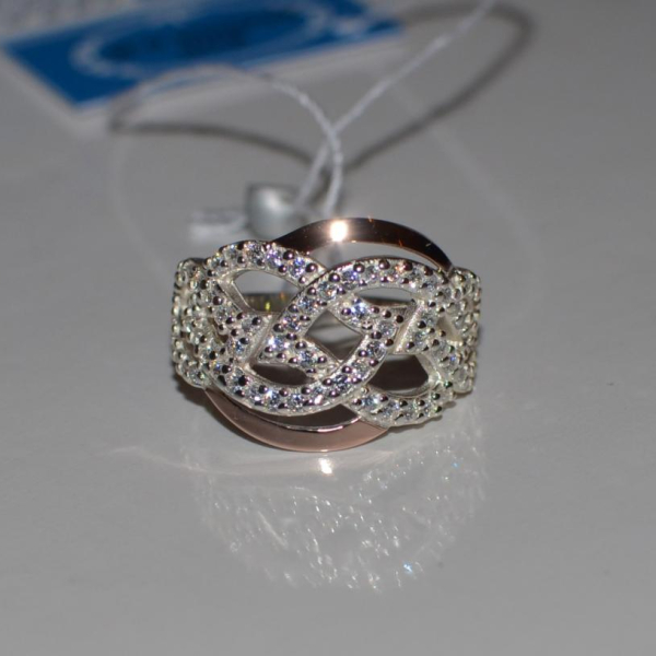 Срібна каблучка з накладками з золота